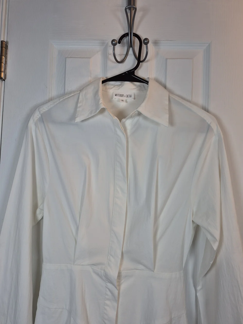 Whiteroom + Cactus White Cotton Peplum Button Down Shirt Dress Blouse XS - Picture 4 of 7
